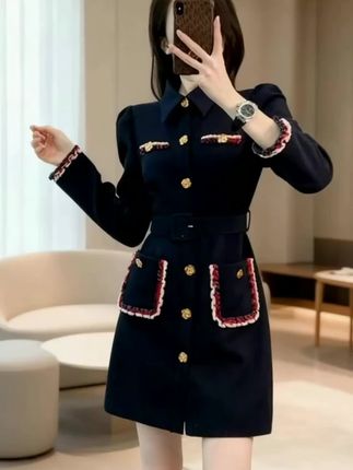 秋季新款财阀千金风连衣裙 小香风复古设计 收腰显气质 小众别致不撞款 上身满是高级感#女装套装推荐 #春秋穿搭 #小香风穿搭 #显瘦穿搭