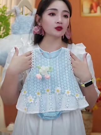 #我要上热门#夏季新款 婴儿连衣裙夏季新款镂空冰凉清爽立体花朵女宝宝洋气拼接公主裙#母婴好物#萌娃穿搭