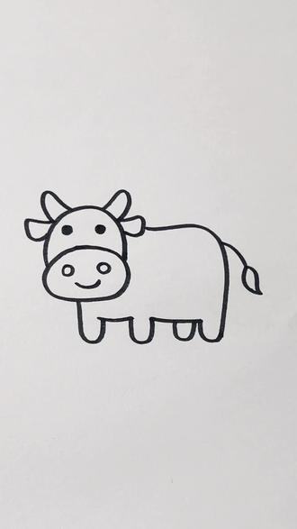 小牛简笔画#简笔画 #画画 #简笔画教程 #儿童学画画 #幼儿简笔画