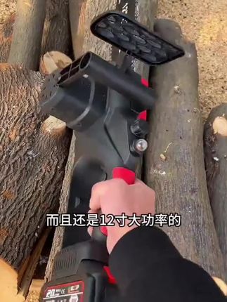 讯艺牧12寸电锯充电式大功率锂电链锯家用户外手持伐木锯锯树神器#电锯 #大功率 #伐木神器 @DOU+小助手