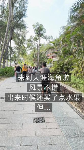 来天涯海角景区了,景区是不需要门票的,建议朋友们坐那个观光车进来,会相对剩一些时间和力气。天涯石和海角石相距大约二十米左右吧,会先看到天涯石,再往里面走一走就能看到海角啦。出来景区的时候那边还有好多买水果小东西和特色衣服的店,我们买了一点水果,感觉价格也还好,景区的价格这还是很能接受的,小菠萝爱吃酸的人可以买,可能是季节月份的原因吧。#海南 #天涯海角