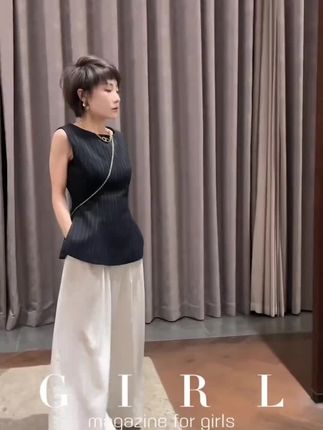 夏季流行穿搭一整套女2025新款韩版无袖条纹衬衫百搭阔腿裤两件套