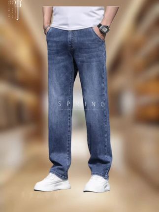 #回力宽松直筒弹力牛仔裤 #男士休闲时尚直筒牛仔裤 #男士春秋裤子 #秋季新款 #牛仔裤