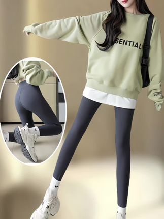 加绒加厚鲨鱼裤女外穿秋冬新款高腰打底裤特厚保暖小脚裤#加绒鲨鱼裤 #芭比裤瑜伽裤鲨鱼裤 ##高腰显瘦显腿长 #一条可以过冬的裤子 #打底裤