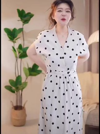 汉麻法式风波点刺绣气质夏季连衣裙系带女装中长款 #汉麻连衣裙#优雅气质 #精致穿搭