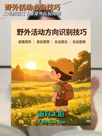 #真实生活分享计划 野外活动必备的技巧,小朋友如果没有指南针的情况下你们分的清方向吗?#亲子阅读#每天进步一点点#二年级语文下册#课外拓展阅读