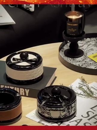 轻奢陶瓷带盖烟灰缸,小众设计,让生活更有格调,美观实用,干净卫生#烟灰缸 #颜值高 #超好用 #好物推荐分享