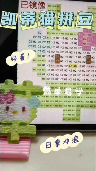在评论区多投稿!##拼豆 #凯蒂猫 #拼豆图纸 #绿 #绿粉系列。