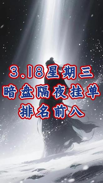 3.18星期三暗盘隔夜挂单排名前八
#股票 #财经 #科普 #暗盘 #交易