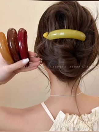 简约百搭夏日高马尾一字香蕉夹盘发夹女后脑勺高级感发量少扭扭夹