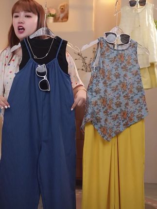 女童夏季套装爆款2025新款洋气爆款中大童高级感宽松背带阔腿裤潮#熏烤#高级感穿搭 #女童套装#时尚潮流#高级感穿搭