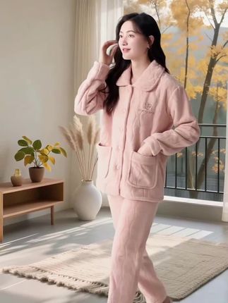 帕兰朵加绒睡衣女秋冬款珊瑚绒女高级感加厚法兰绒可外穿家居服时#面料柔软细腻 #睡衣女 #家居服套装 #睡衣外穿 #家居服分享