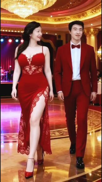 Ai制作生成美女情侣优雅动人的舞姿