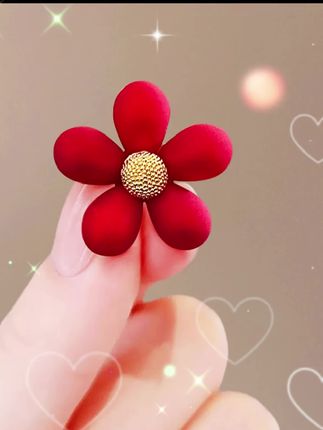 合金胸针 喜庆小红花胸针女精致时尚红色花朵胸花新年结婚配饰