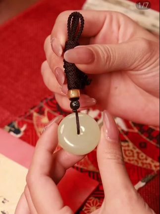 【周大生玉石旗舰店】天然和田玉平安扣温润女款玉项链吊坠上等玉佩