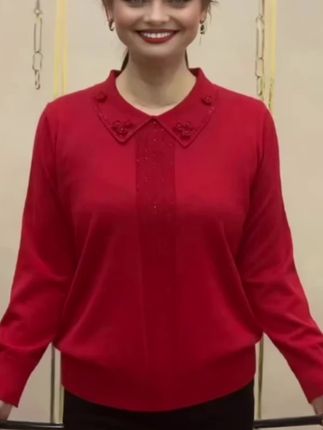 烫钻针织上衣薄款毛衣打底衫女#春秋新款#高档时尚#宽松显瘦#洋气减龄#谁穿谁好看