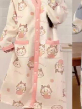 带胸垫空气棉孕妇哺乳睡裙秋冬季产后产妇春秋入院待产裙9-11月份#月子服#哺乳睡裙#空气棉月子服#睡裙