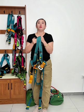 轻便型五点式安全带 重1350克,高强涤纶织带,合金钢锁扣(子母扣/对扣),两处挂点#空调安装 #外墙施工 #高空作业 #架子工 #门窗安装