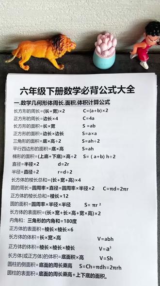 六年级下册数学必背公式大全#六年级下册数学 #必背公式大全 #小升初数学 #电子版资料分享 @抖音小助手 @DOU+小助手