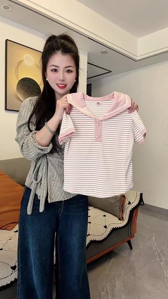 #女童条纹T恤 #女童学院风穿搭 #小女孩短袖 #源头实力厂家 #宝妈推荐