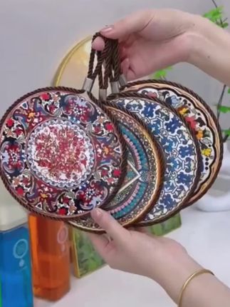 复古隔热垫耐高温砂锅防烫垫珐琅锅垫子陶瓷新中式餐桌防滑餐盘垫 #超便宜超划算 # 美观又实用#隔热垫