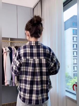 #春秋新款#女装#小个子穿搭#格子衬衫#百搭上衣