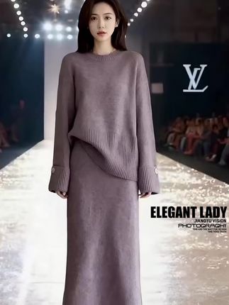 小香风紫色慵懒针织套装 #高级感穿搭 #精致穿搭 #气质女人 #女装时尚穿搭