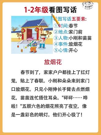 #看图写话 《放烟花》。#一二年级看图写话 #一年级看图写话