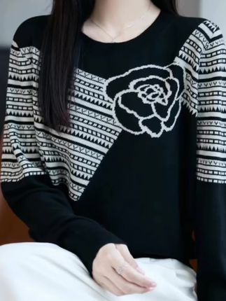 哥弟阿玛施正品秋冬新款圆领长袖毛针织衫女时尚复古洋气宽松上衣#减龄气质 #时尚搭配