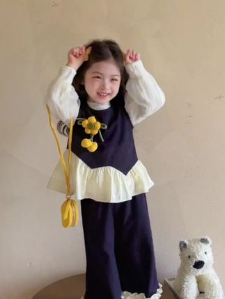 女童牛仔套装秋款2025新款小女孩春秋季巨好看洋气时髦儿童三件套#萌娃穿搭 #童装上新 #甜美穿搭