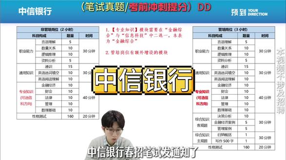 中信银行的笔试刚刚发布了,同学们抓紧复习,考试前争取突击一下#中信银行 #中信银行笔试 #银行 #银行笔试 #央国企求职