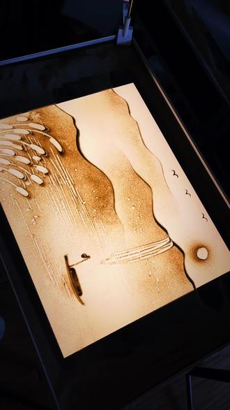 零基础学沙画:如何画山水画?#儿童沙画#幼儿园沙画#沙画教学