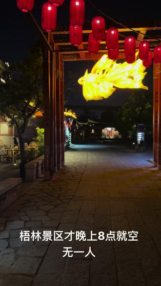 梧林景区晚上才8点多就空无一人