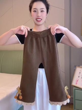 女童加绒休闲裤韩版儿童秋冬季女宝宝微喇裤中小童洋气打底裤外穿