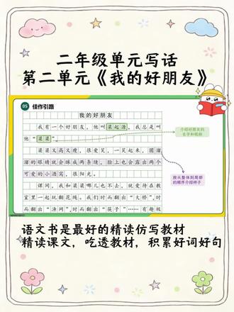 二年级第二单元写话审题指导及仿写范文。#壹起读名著#整本书精读#写作技巧#小学语文#二年级下册#第二单元写话