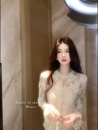 早秋优雅修身蕾丝套装长袖收腰直筒半身裙#高级感穿搭 #早秋穿搭 #优雅永不过时 #半身裙搭配 #谁穿谁好看系列