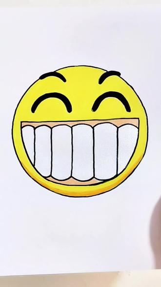 我和女儿谁画的才是微笑表情呢?我画的大门牙才是微笑表情,哼 #脑洞大开 #亲子 #微笑 #一起学画画 #儿童创意手工