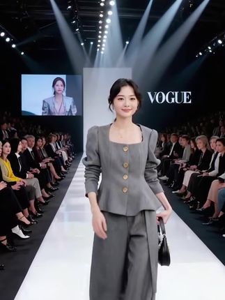 韩剧女主千金风套装裤女2025春秋新款巨显瘦方领上衣阔腿裤两件套