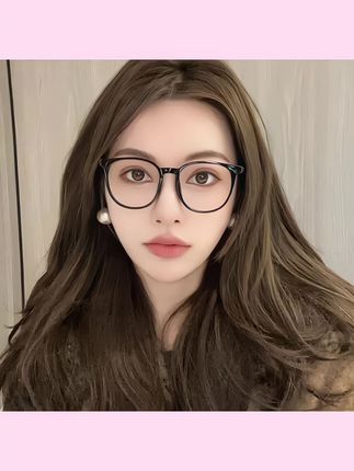安纳塔超轻潮百搭韩版轻防蓝光黑色眼镜茶色素颜平光镜女款#茶色眼镜 #眼镜女 #近视眼镜 #素颜眼镜