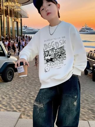 男童秋装卫衣2025新款,儿童春秋韩版卡通上衣中大童秋季痞帅#潮童穿搭 #男童穿搭 #外套穿搭 #时尚卫衣 #春秋穿搭