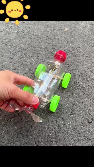 科学小制作|自制动力小车🏎 #科学小制作 #科学小手工 #创意手工 #物理实验 #自制玩具