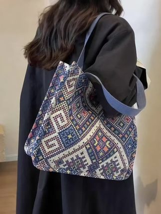 大容量民族风包包,百搭网红帆布包手工编织托特包,女手提包#托特包#大容量包包包包#帆布包#手工包