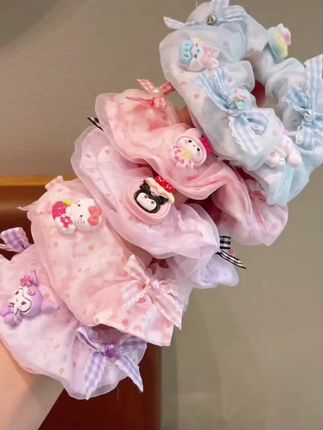 儿童超仙库洛米发饰雪纺大肠发圈!#好物推荐🔥 #小女孩丸子头发绳#宝宝高马尾头绳#儿童库洛米发饰#儿童大肠发圈
