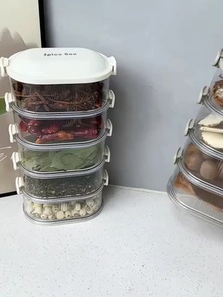 香料收纳盒调料盒一体多格家用厨房佐料分装防潮调味瓶密封罐#收纳盒 #香料盒 #厨房收纳 #香料收纳盒 #调料盒
