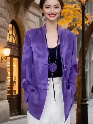 国风印花立领长袖衬衫2025秋季新款贵夫人气质减龄宽松衬衣#女装穿搭 #穿出高级感