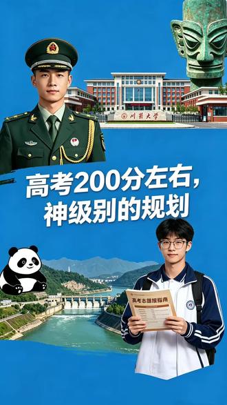 高考200分的王牌规划 200分考生,定向士官是优质出路,属专科提前批,不耽误普通专科填报。优先陆军冷门技术院校,提前核查年龄、政审、体检,优选机电维修类专业,服从调剂提升录取概率。#高考加油#高报#四川高考#家长必读#多元升学