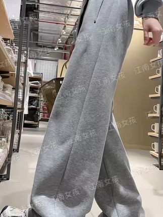 铆钉卫裤~巨好穿!两穿运动裤秋季高腰宽松小个子阔腿裤休闲弯刀