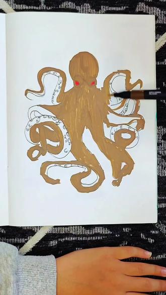 我画的巨头章你们给多少分呢?#儿童绘画 #儿童描摹本 #深海巨兽 #巨头章 #画画练习打卡 @DOU+小助手