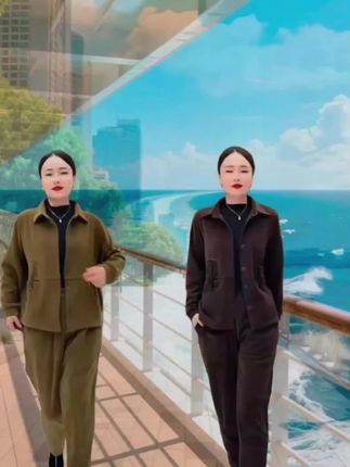 #上热门#642秋季上衣 裤子套装盘扣时尚百搭宽松洋气套装