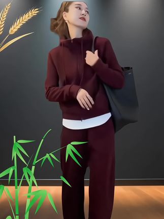 秋冬新款时尚洋气连帽卫衣卫裤谁穿谁好看